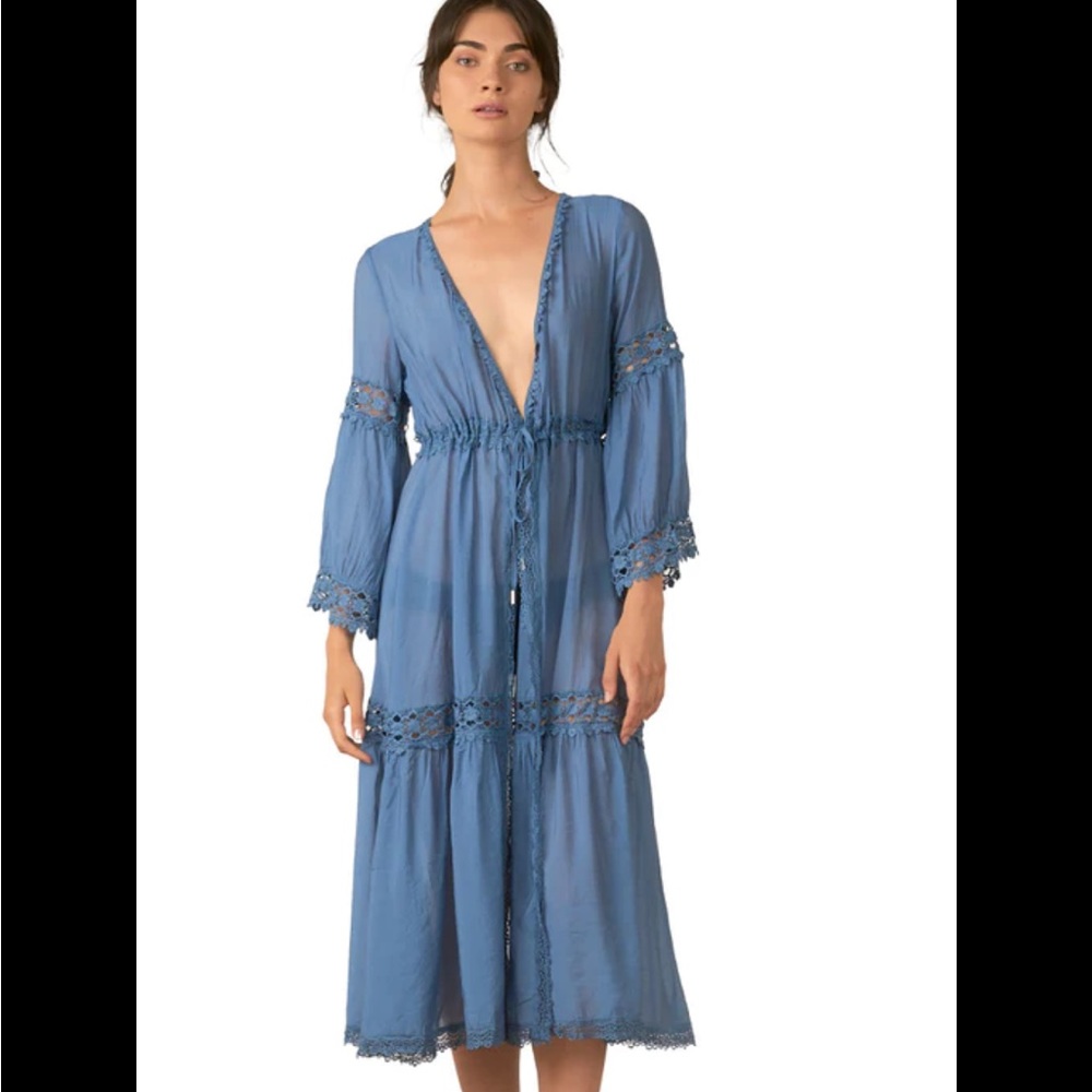 Elan lace print cover up kimono in Blue Azure size small NWTS